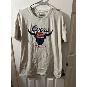 Coors Banquet Rodeo T-Shirt Beige Cream Short Sleeve Mens Size XL